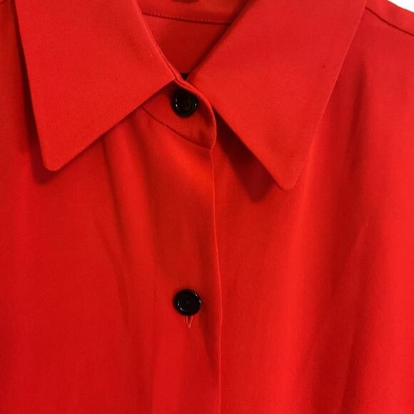 Linda Allard Ellen Tracy Red 100% Silk Button Front Tunic Dress Size 10 - Picture 10 of 14